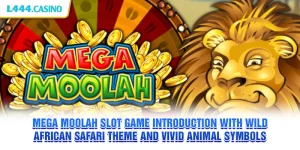 Mega Moolah slot game introduction with wild African safari theme and vivid animal symbols
