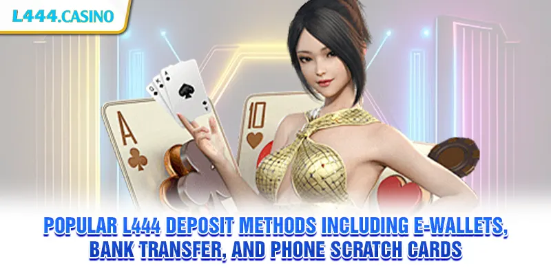 Popular L444 deposit methods including e-wallets, bank transfer, and phone scratch cards