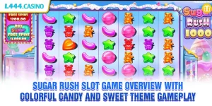 Sugar Rush slot game overview with colorful candy and sweet theme gameplay