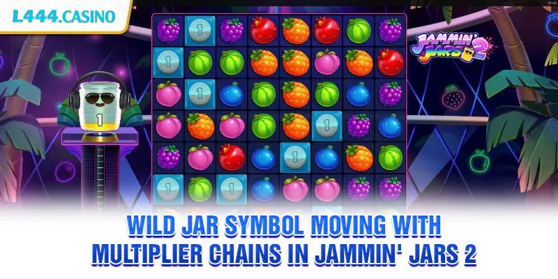 Wild jar symbol moving with multiplier chains in Jammin' Jars 2